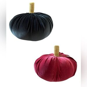 NWT threshold velvet pumpkin pillows red black 2 total